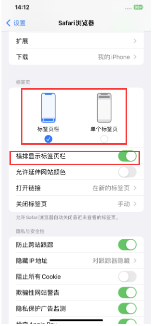 泰州苹果手机维修分享Safari浏览器如何切换标签栏位置 
