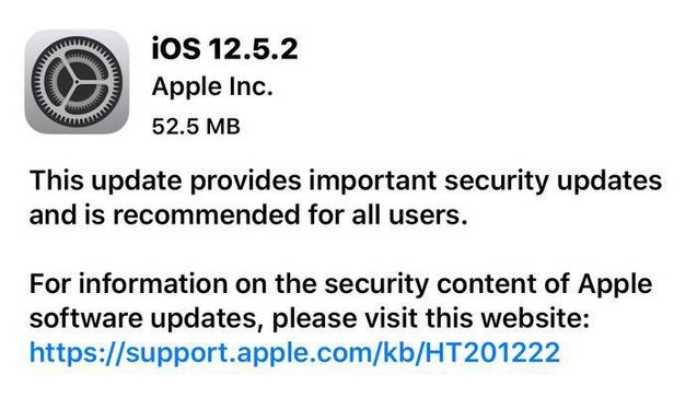 泰州苹果手机维修分享iOS12.5.2发布，建议所有老苹果用户安装 